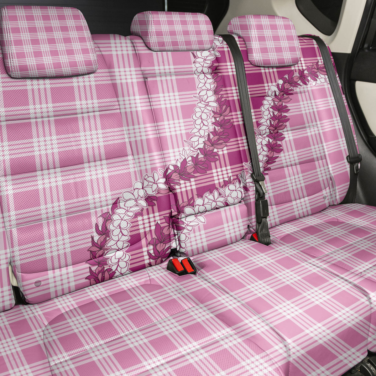 Pink Hawaii Palaka Back Car Seat Cover Hawaiian Honohono Lei LT05 - Polynesian Pride