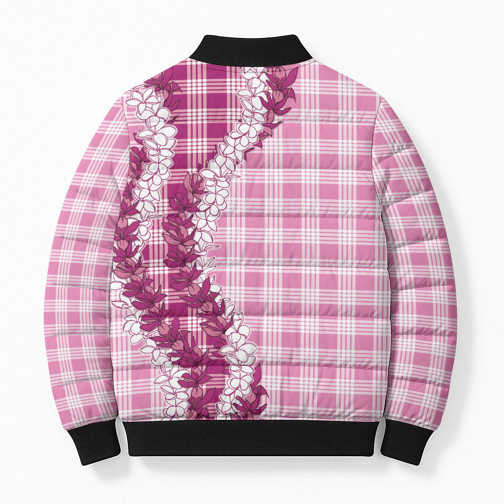 Pink Hawaii Palaka Bomber Puffer Jacket Hawaiian Honohono Lei LT05 - Polynesian Pride