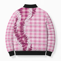 Pink Hawaii Palaka Bomber Puffer Jacket Hawaiian Honohono Lei LT05 - Polynesian Pride