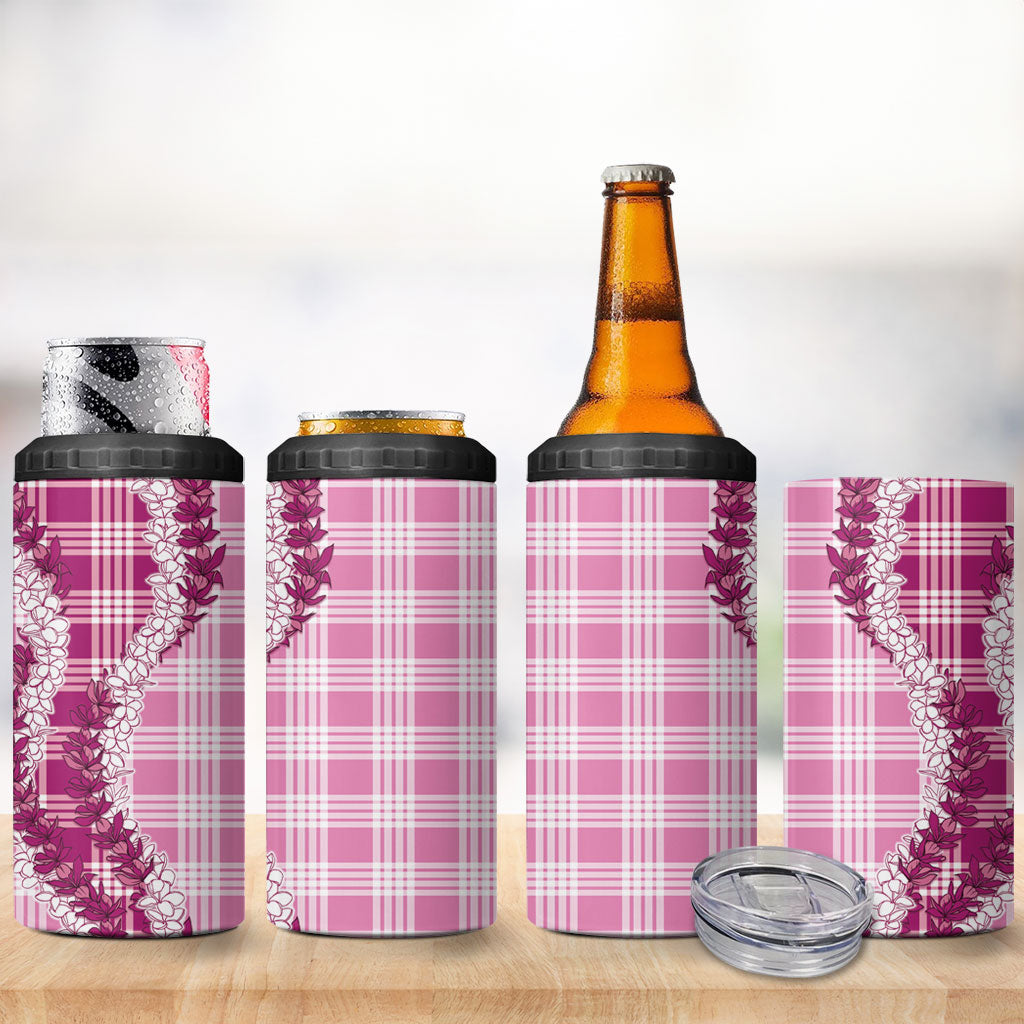 Pink Hawaii Palaka 4 in 1 Can Cooler Tumbler Hawaiian Honohono Lei LT05 - Polynesian Pride