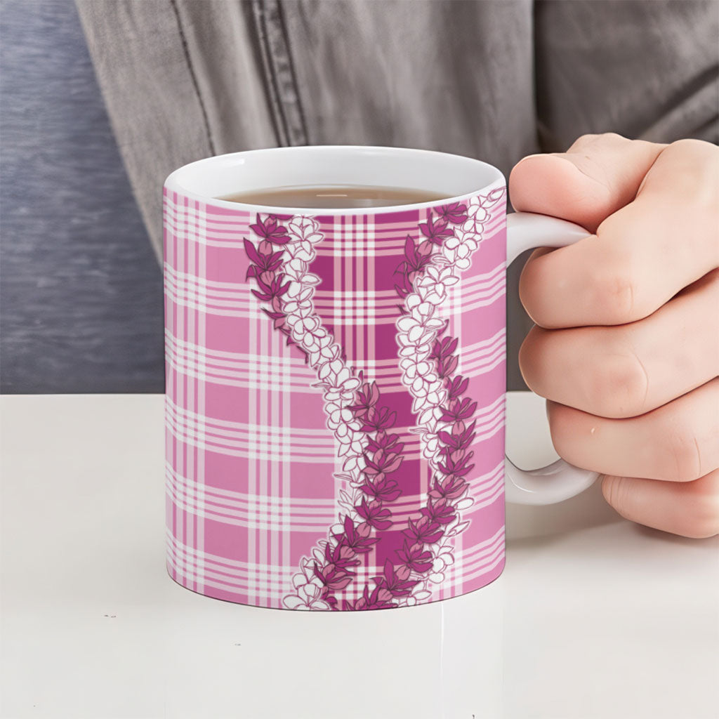 Pink Hawaii Palaka Ceramic Mug Hawaiian Honohono Lei LT05 - Polynesian Pride