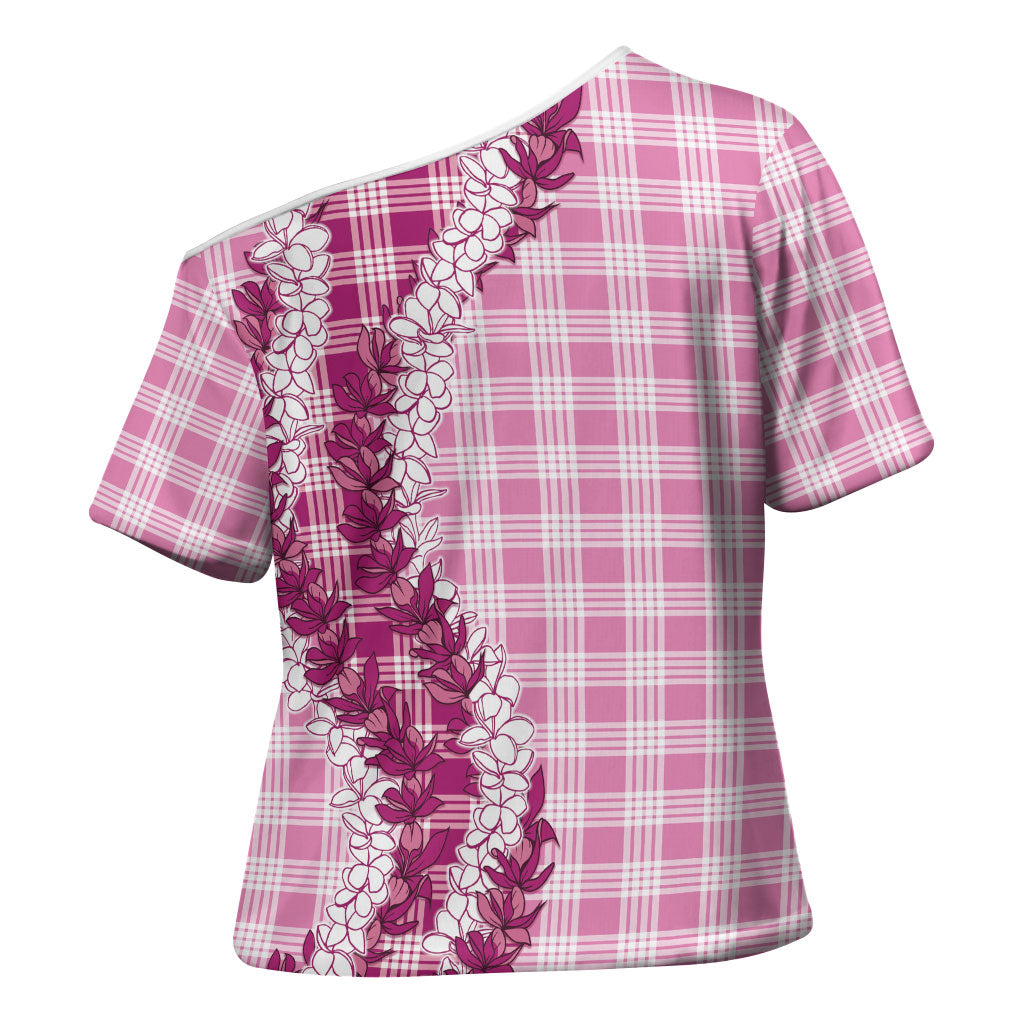 Pink Hawaii Palaka Cross Shoulder Shirt Hawaiian Honohono Lei LT05 - Polynesian Pride