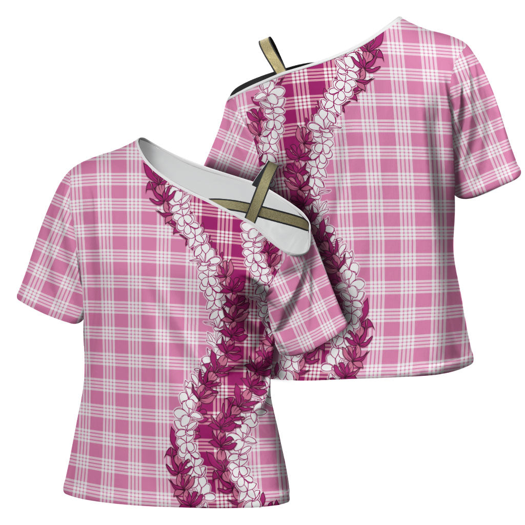 Pink Hawaii Palaka Cross Shoulder Shirt Hawaiian Honohono Lei LT05 - Polynesian Pride