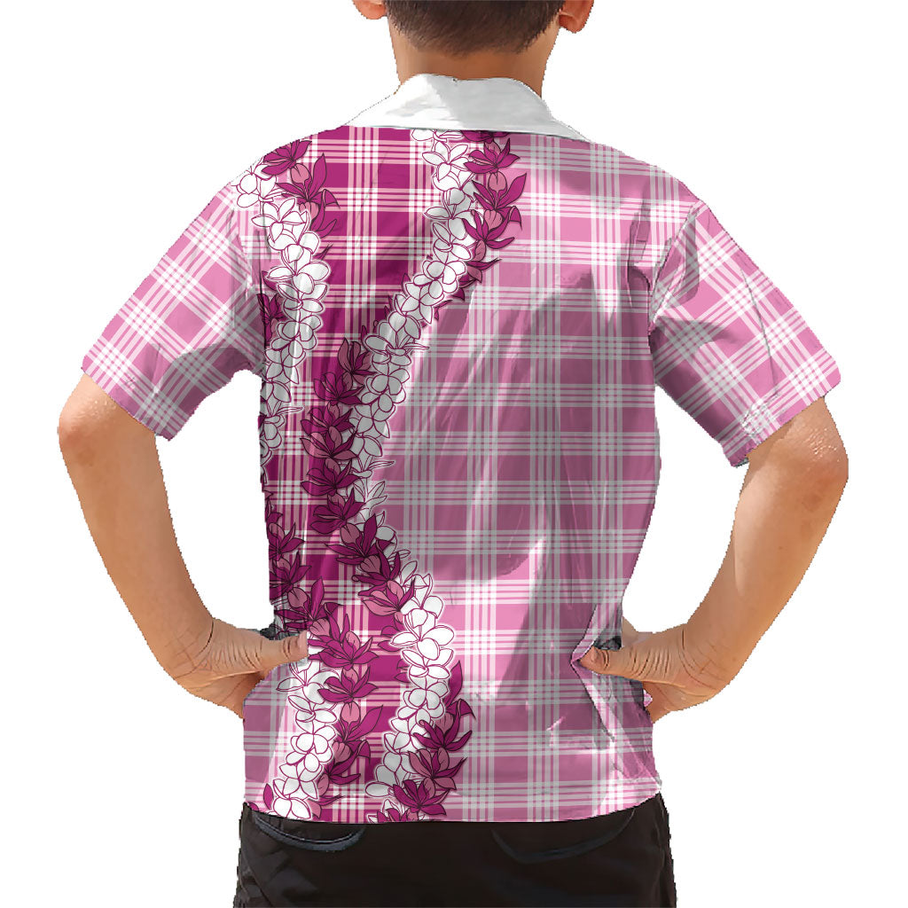 Pink Hawaii Palaka Family Matching Mermaid Dress and Hawaiian Shirt Hawaiian Honohono Lei