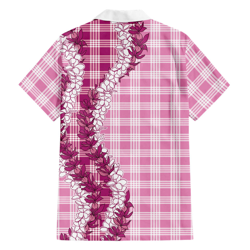 Pink Hawaii Palaka Family Matching Off Shoulder Maxi Dress and Hawaiian Shirt Hawaiian Honohono Lei