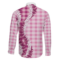 Pink Hawaii Palaka Family Matching Off Shoulder Maxi Dress and Hawaiian Shirt Hawaiian Honohono Lei