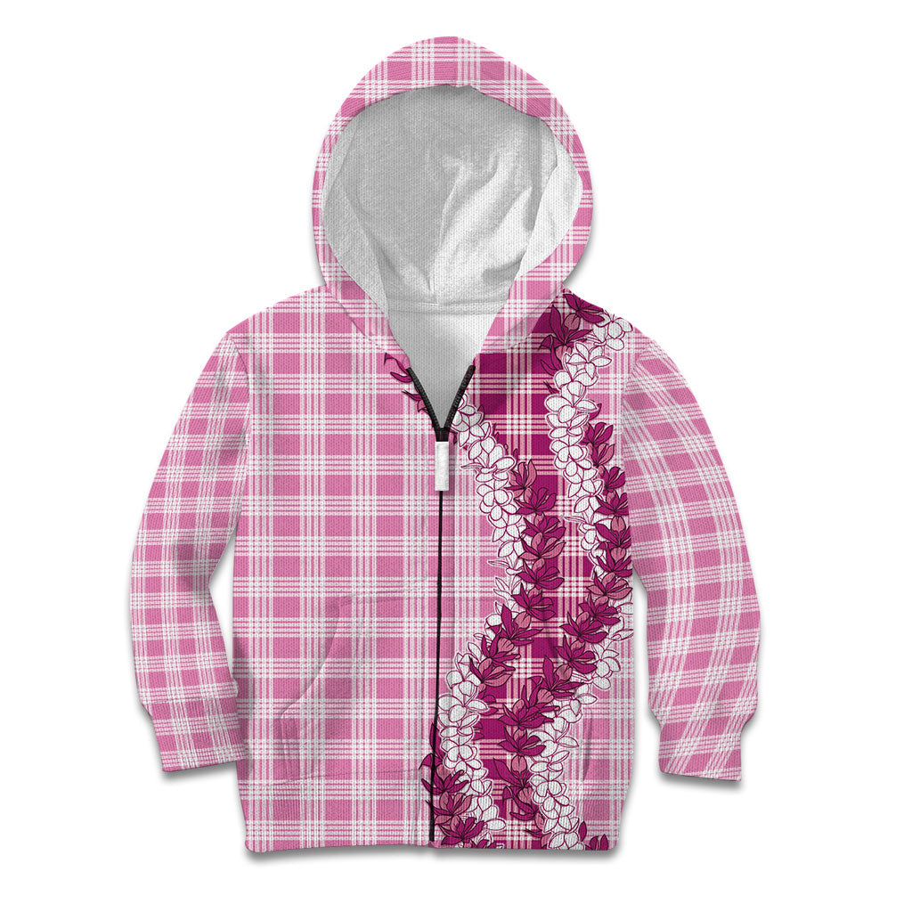 Pink Hawaii Palaka Kid Hoodie Hawaiian Honohono Lei LT05 Zip Hoodie Pink - Polynesian Pride