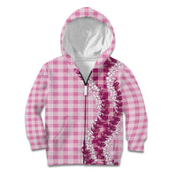 Pink Hawaii Palaka Kid Hoodie Hawaiian Honohono Lei LT05 Zip Hoodie Pink - Polynesian Pride