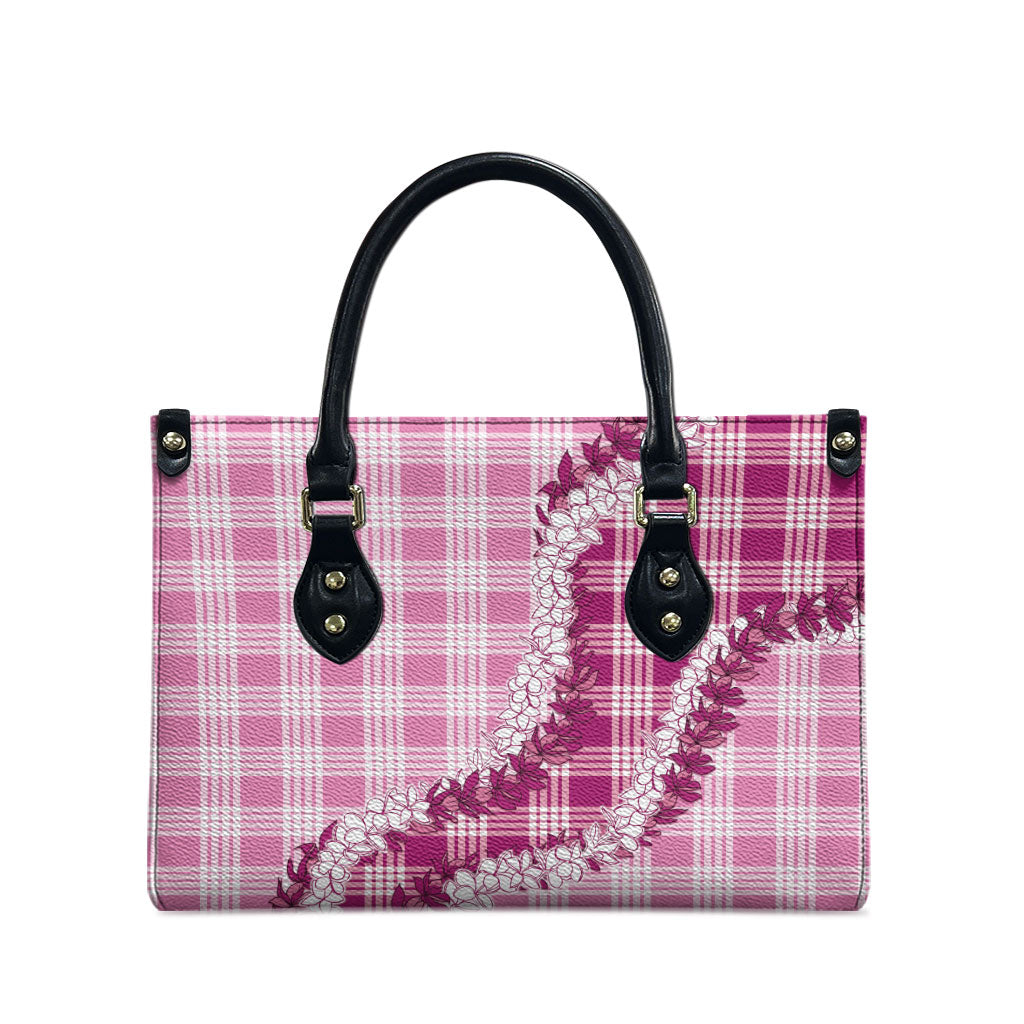 Pink Hawaii Palaka Leather Bag Hawaiian Honohono Lei LT05 - Polynesian Pride