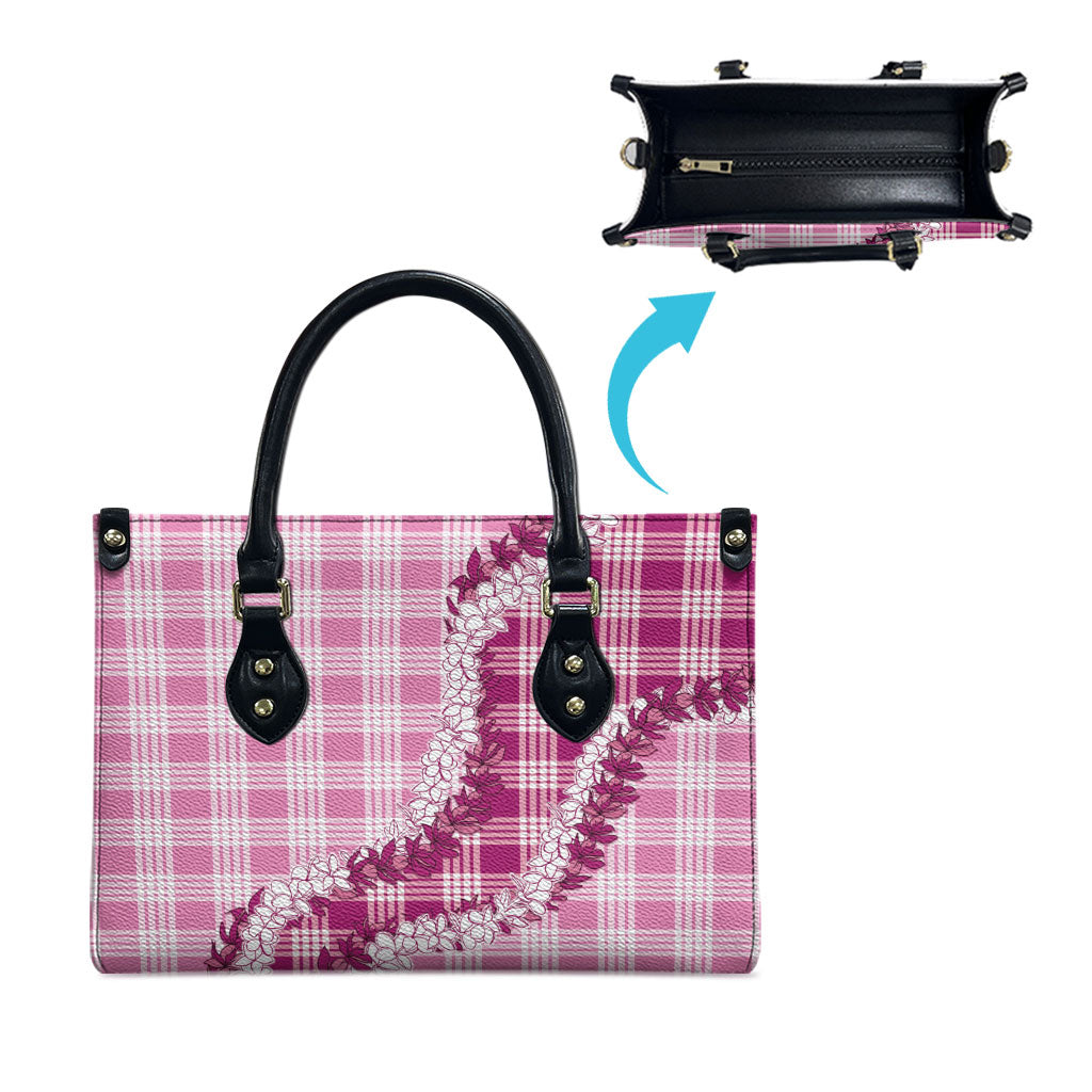 Pink Hawaii Palaka Leather Bag Hawaiian Honohono Lei LT05 - Polynesian Pride