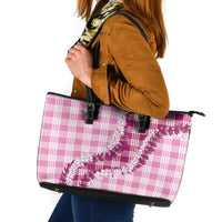 Pink Hawaii Palaka Leather Tote Bag Hawaiian Honohono Lei LT05 Pink - Polynesian Pride