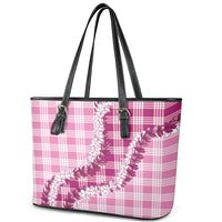 Pink Hawaii Palaka Leather Tote Bag Hawaiian Honohono Lei LT05 - Polynesian Pride