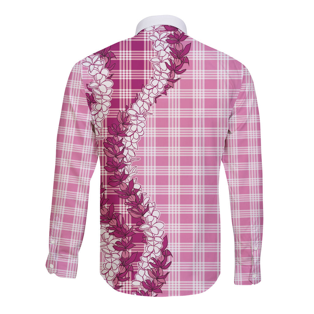 Pink Hawaii Palaka Long Sleeve Button Shirt Hawaiian Honohono Lei LT05 - Polynesian Pride