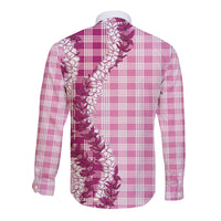 Pink Hawaii Palaka Long Sleeve Button Shirt Hawaiian Honohono Lei LT05 - Polynesian Pride