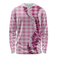 Pink Hawaii Palaka Long Sleeve Shirt Hawaiian Honohono Lei LT05 Unisex Pink - Polynesian Pride