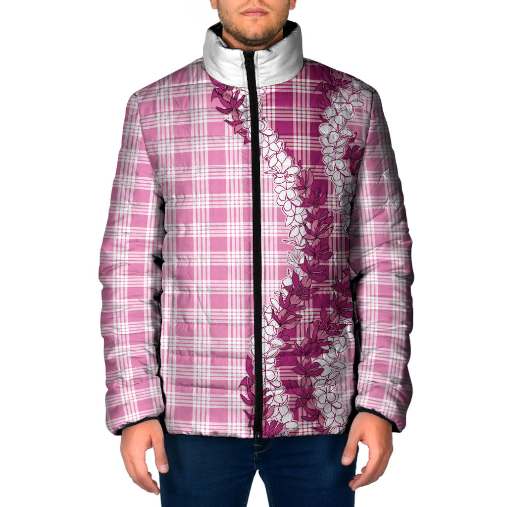 Pink Hawaii Palaka Padded Jacket Hawaiian Honohono Lei LT05 Men Pink - Polynesian Pride