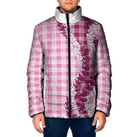 Pink Hawaii Palaka Padded Jacket Hawaiian Honohono Lei LT05 Men Pink - Polynesian Pride