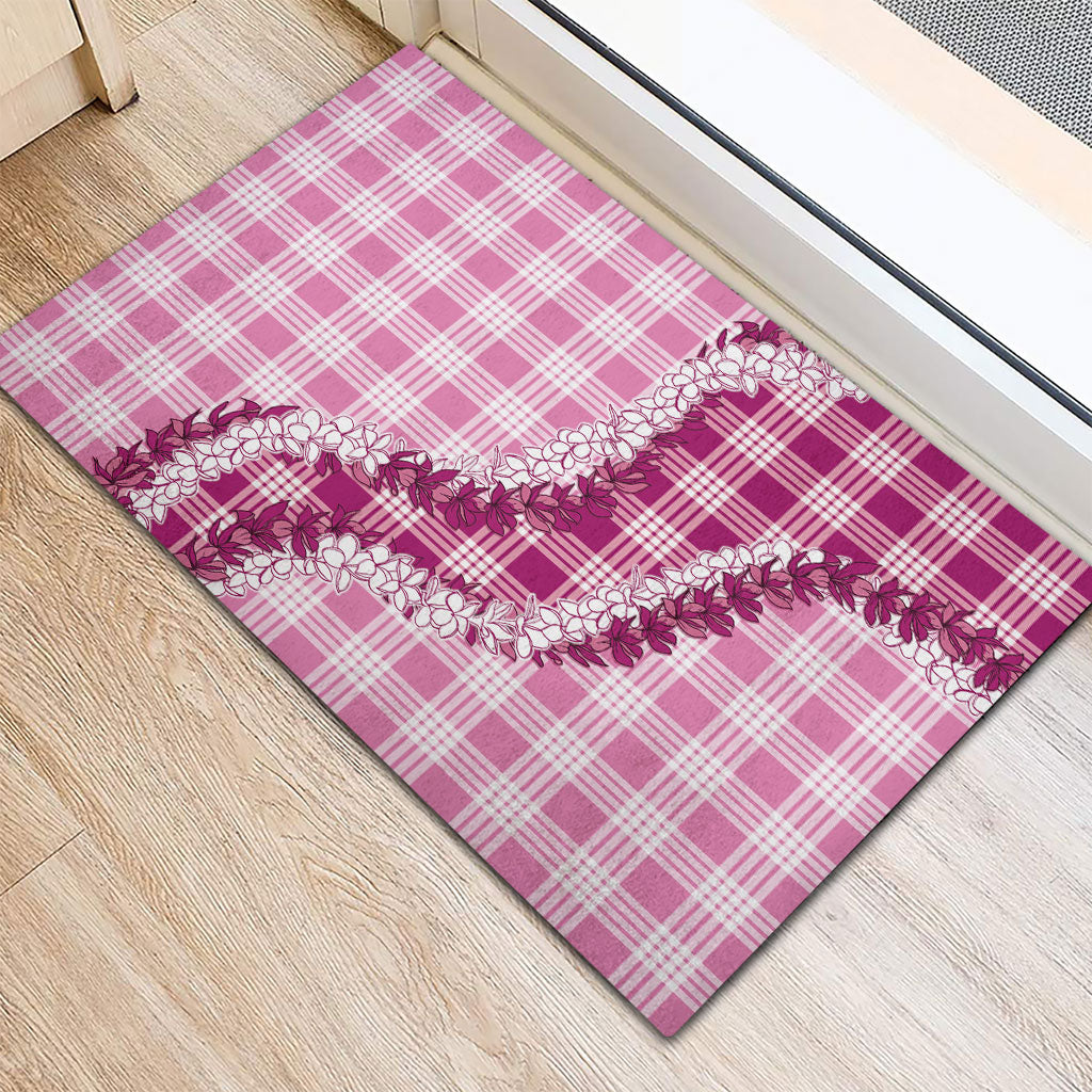 Pink Hawaii Palaka Rubber Doormat Hawaiian Honohono Lei LT05 - Polynesian Pride