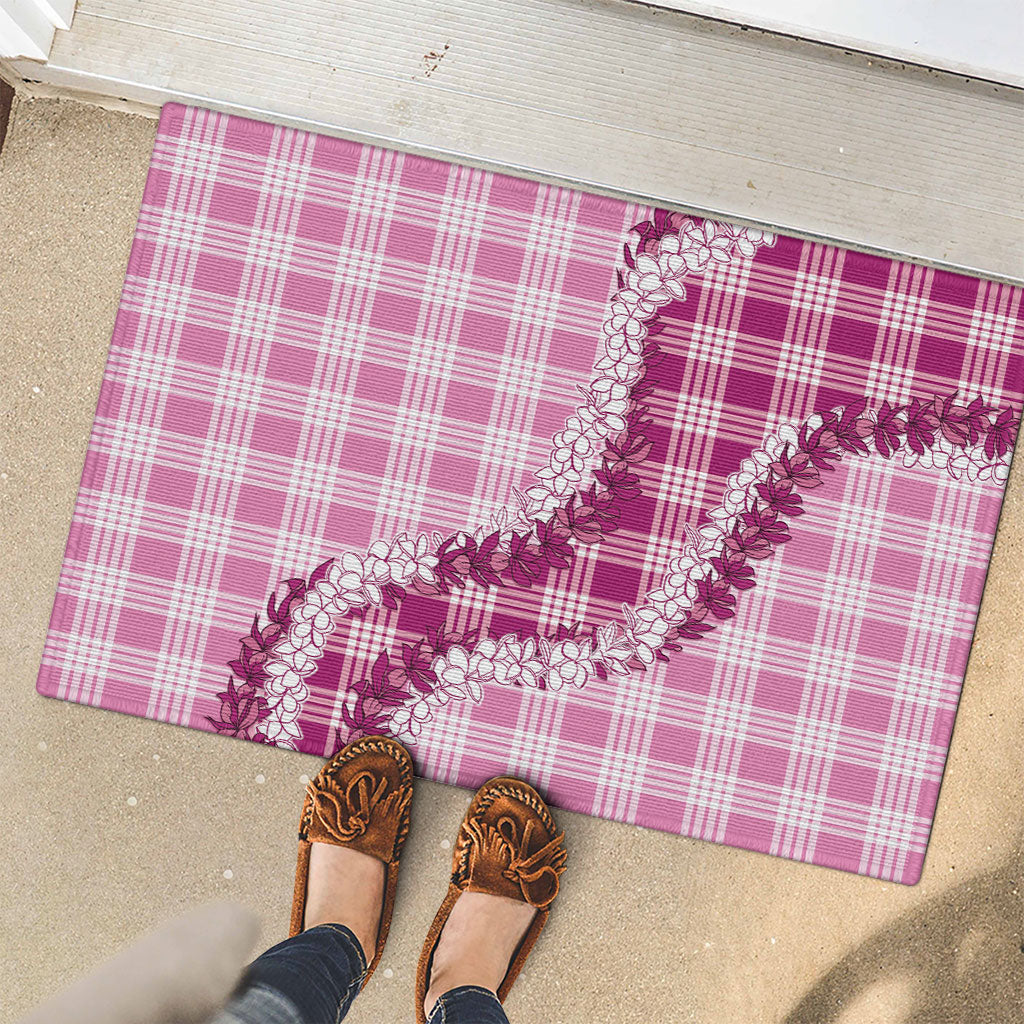Pink Hawaii Palaka Rubber Doormat Hawaiian Honohono Lei LT05 - Polynesian Pride