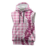 Pink Hawaii Palaka Sleeveless Hoodie Hawaiian Honohono Lei LT05 Pink - Polynesian Pride