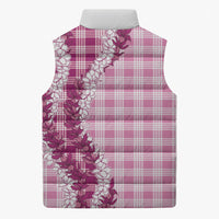 Pink Hawaii Palaka Sleeveless Puffer Jacket Hawaiian Honohono Lei