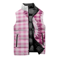 Pink Hawaii Palaka Sleeveless Puffer Jacket Hawaiian Honohono Lei