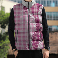 Pink Hawaii Palaka Sleeveless Puffer Jacket Hawaiian Honohono Lei