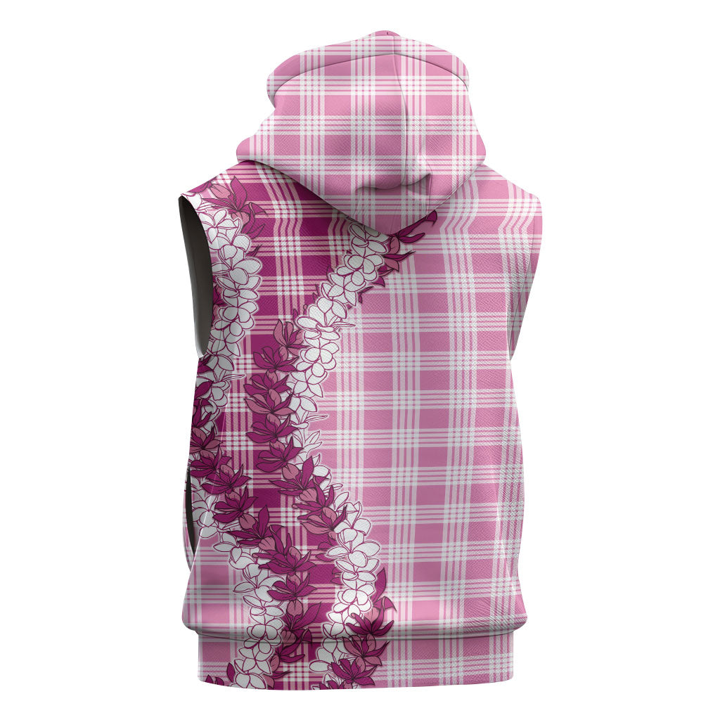 Pink Hawaii Palaka Sleeveless Zip Hoodie Hawaiian Honohono Lei LT05 - Polynesian Pride