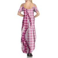 Pink Hawaii Palaka Summer Maxi Dress Hawaiian Honohono Lei LT05 - Polynesian Pride