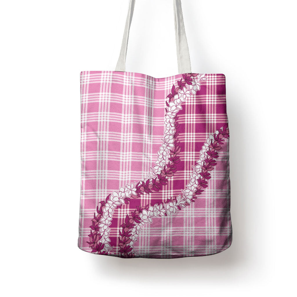 Pink Hawaii Palaka Tote Bag Hawaiian Honohono Lei LT05 - Polynesian Pride