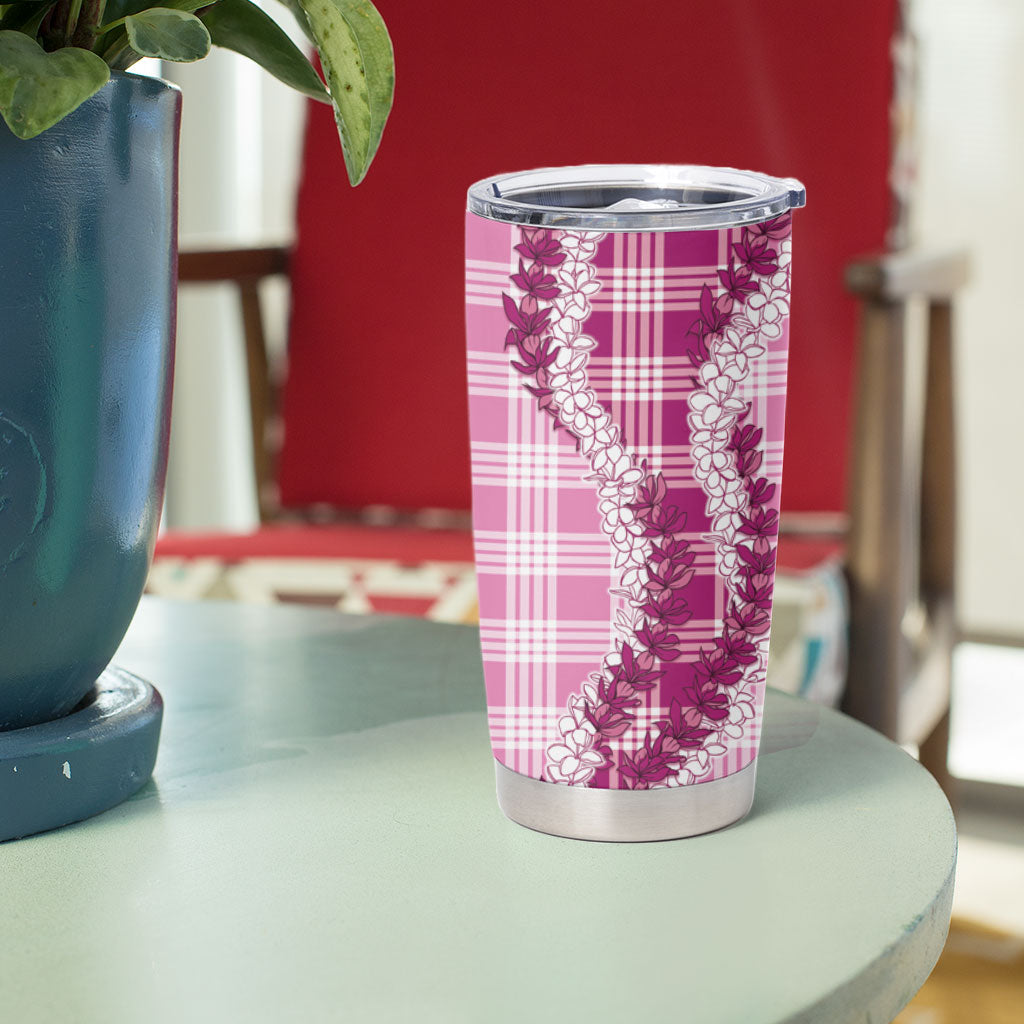 Pink Hawaii Palaka Tumbler Cup Hawaiian Honohono Lei