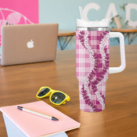 Pink Hawaii Palaka Tumbler With Handle Hawaiian Honohono Lei LT05 - Polynesian Pride