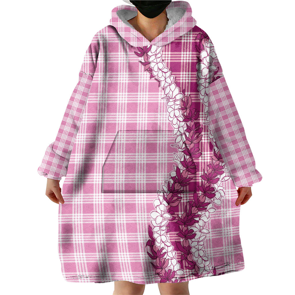 Pink Hawaii Palaka Wearable Blanket Hoodie Hawaiian Honohono Lei LT05 - Polynesian Pride