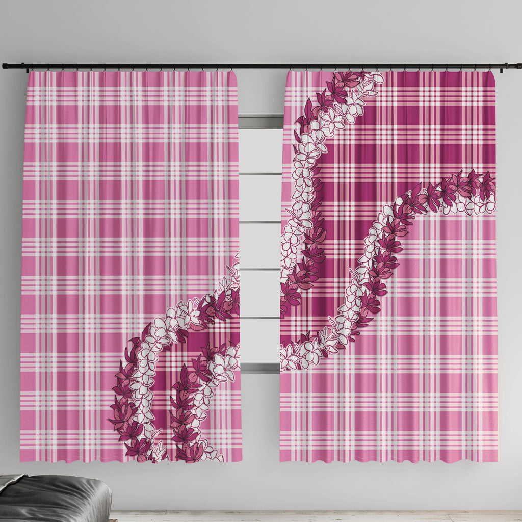 Pink Hawaii Palaka Window Curtain Hawaiian Honohono Lei LT05 With Hooks Pink - Polynesian Pride