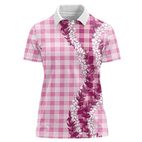 Pink Hawaii Palaka Women Polo Shirt Hawaiian Honohono Lei LT05 Female Pink - Polynesian Pride