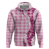Pink Hawaii Palaka Zip Hoodie Hawaiian Honohono Lei LT05 Pullover Hoodie Pink - Polynesian Pride