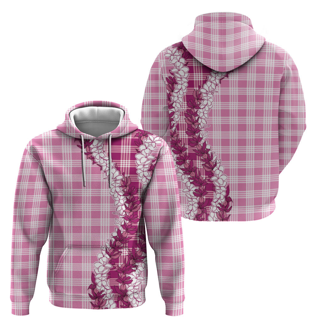 Pink Hawaii Palaka Zip Hoodie Hawaiian Honohono Lei LT05 - Polynesian Pride