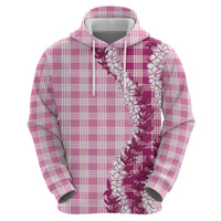Pink Hawaii Palaka Zip Hoodie Hawaiian Honohono Lei LT05 - Polynesian Pride