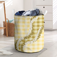 Yellow Hawaii Palaka Laundry Basket Hawaiian Honohono Lei