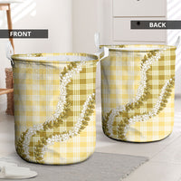 Yellow Hawaii Palaka Laundry Basket Hawaiian Honohono Lei
