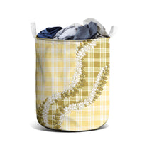 Yellow Hawaii Palaka Laundry Basket Hawaiian Honohono Lei