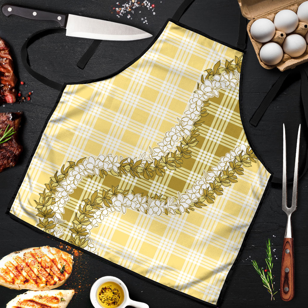 Yellow Hawaii Palaka Apron Hawaiian Honohono Lei