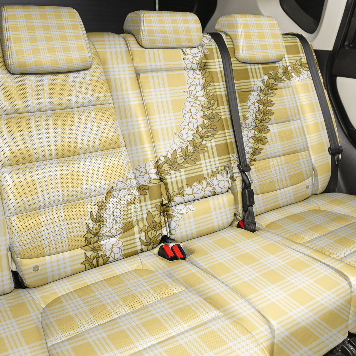 Yellow Hawaii Palaka Back Car Seat Cover Hawaiian Honohono Lei LT05 - Polynesian Pride