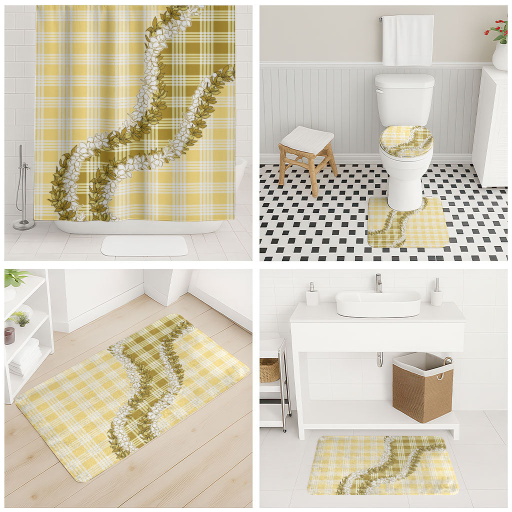 Yellow Hawaii Palaka Bathroom Set Hawaiian Honohono Lei LT05 - Polynesian Pride