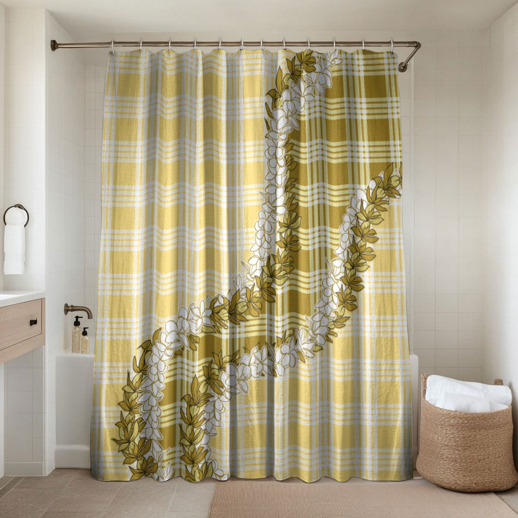 Yellow Hawaii Palaka Bathroom Set Hawaiian Honohono Lei LT05 Shower Curtain Only Yellow - Polynesian Pride