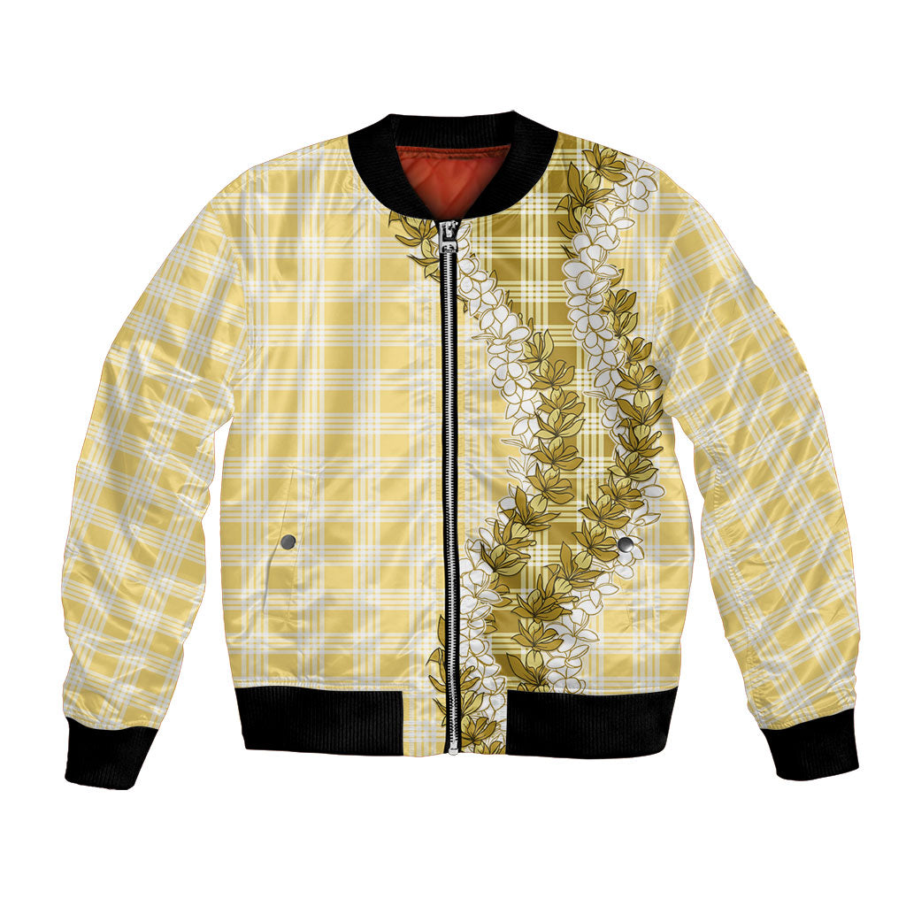 Yellow Hawaii Palaka Bomber Jacket Hawaiian Honohono Lei LT05 Unisex Yellow - Polynesian Pride