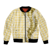 Yellow Hawaii Palaka Bomber Jacket Hawaiian Honohono Lei LT05 Unisex Yellow - Polynesian Pride