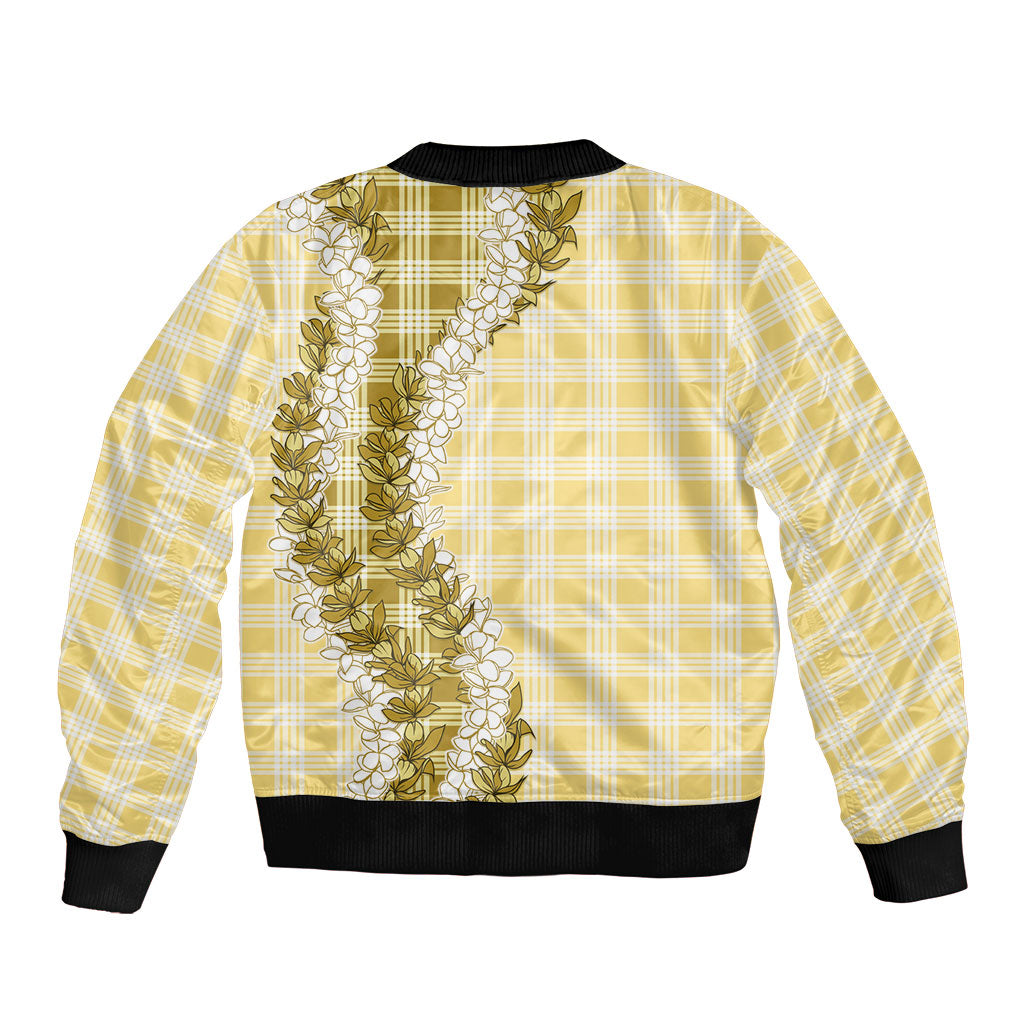 Yellow Hawaii Palaka Bomber Jacket Hawaiian Honohono Lei LT05 - Polynesian Pride