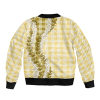 Yellow Hawaii Palaka Bomber Jacket Hawaiian Honohono Lei LT05 - Polynesian Pride