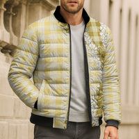 Yellow Hawaii Palaka Bomber Puffer Jacket Hawaiian Honohono Lei LT05 - Polynesian Pride